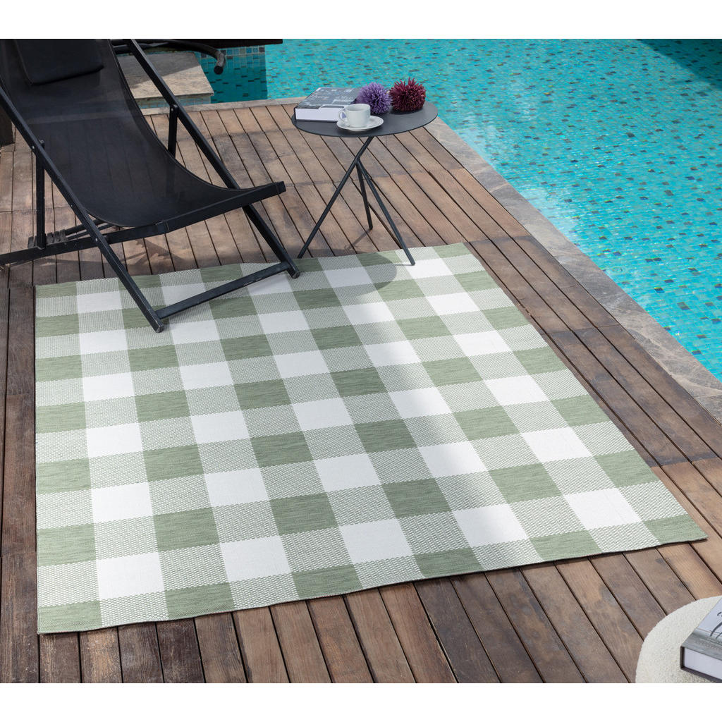 Thumbnail - Livabliss Outdoorteppich, Grün, Textil, Kariert, Rechteckig, 200x275 cm, Oeko-Tex® Standard 100, in verschiedenen Größen...