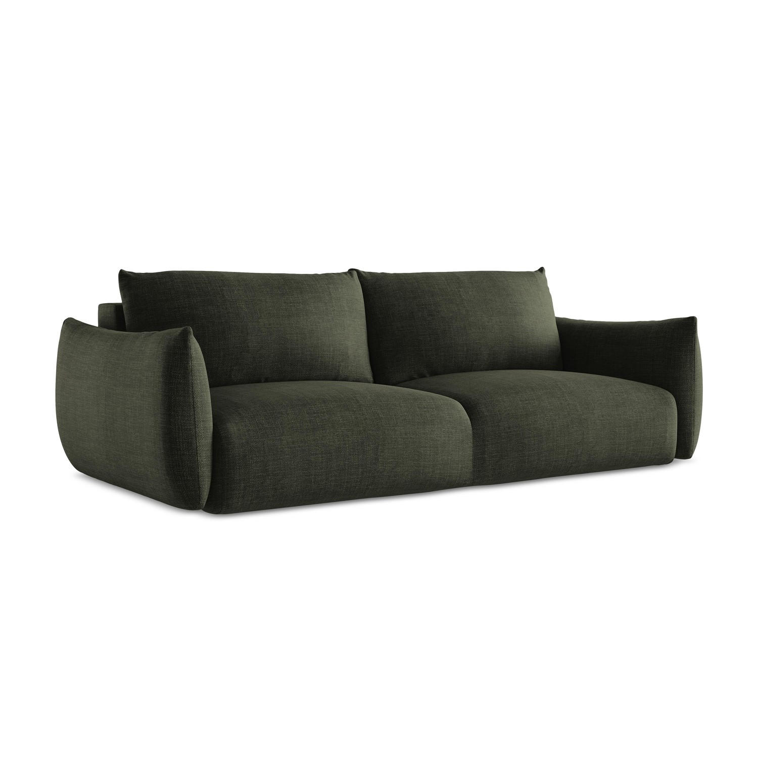 3-SITZER SOFA mit Schlaffunktion Strukturstoff Grün - Schwarz/Olivgrün, Holzwerkstoff/Kunststoff (230/90/105cm) - LaMiaSofa