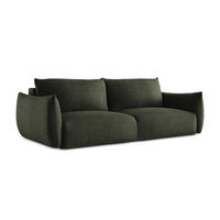 3-SITZER SOFA mit Schlaffunktion Strukturstoff Grün - Schwarz/Olivgrün, Holzwerkstoff/Kunststoff (230/90/105cm) - LaMiaSofa