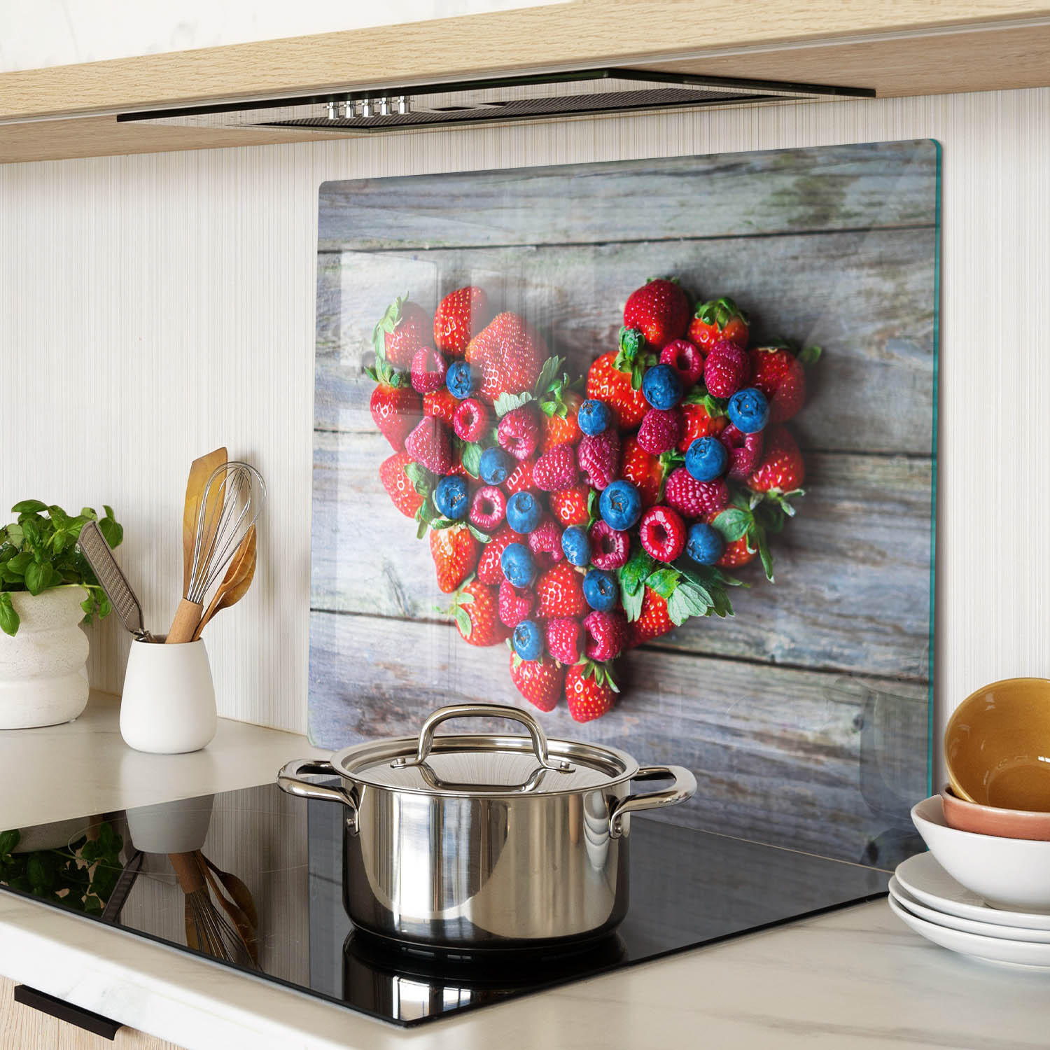 GLASPLATTE 60x52 cm Herz der Frucht - Rot, Glas (60/0.4/52cm) - TULUP