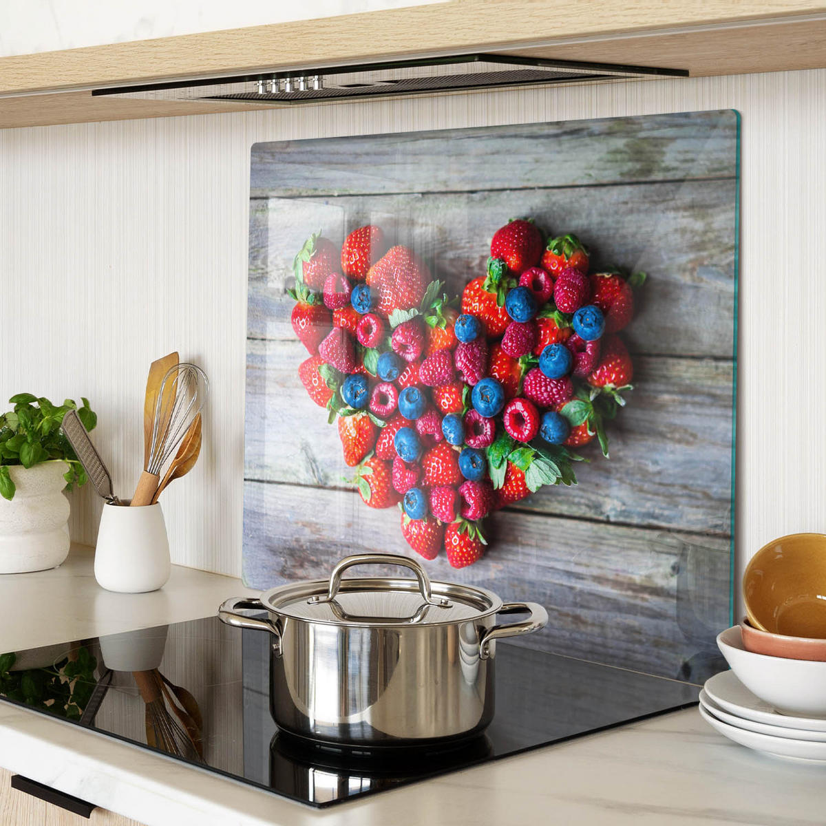 GLASPLATTE 60x52 cm Herz der Frucht - Rot, Glas (60/0.4/52cm) - TULUP