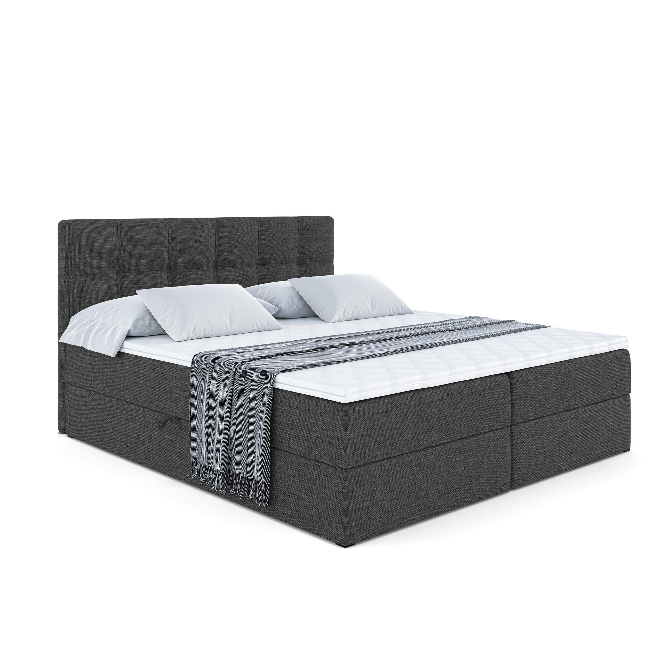 BOXBETT mit Matratze H3 und Lattenrost - MARCE - 140x200 Dunkelgrau - Dunkelgrau, Holzwerkstoff (140/200cm) - ALTDECOR