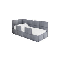 EINZELLBETT Jugendbett mit Bettkasten, Rechts - KIVY 100x200 Grau - Grau, Holzwerkstoff/Textil (100/200cm) - ALTDECOR
