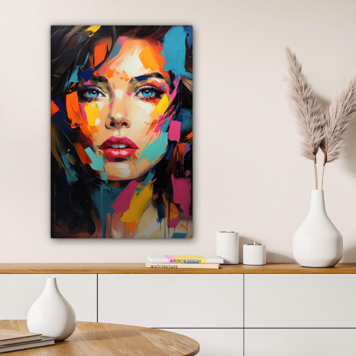 LEINWANDBILD Frau - Porträt - Farbenfroh - Kunst 40x60 cm - Multicolor, Textil (40/60cm) - MuchoWow