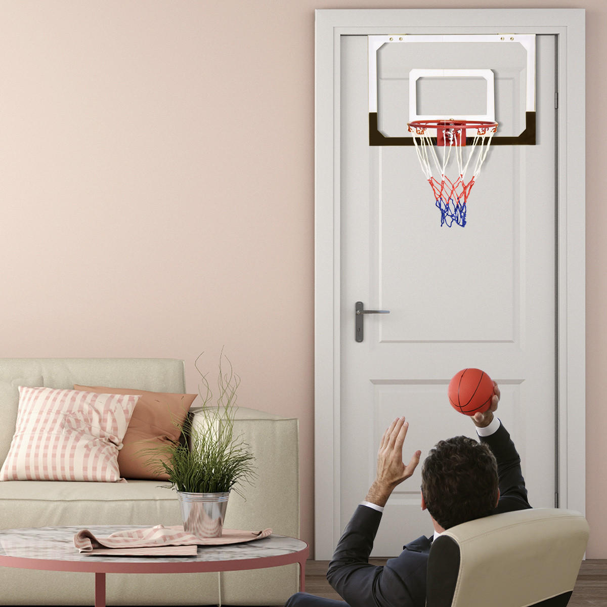 BASKETBALLKORB Weiß - Weiß, Kunststoff (45/30cm) - COSTWAY