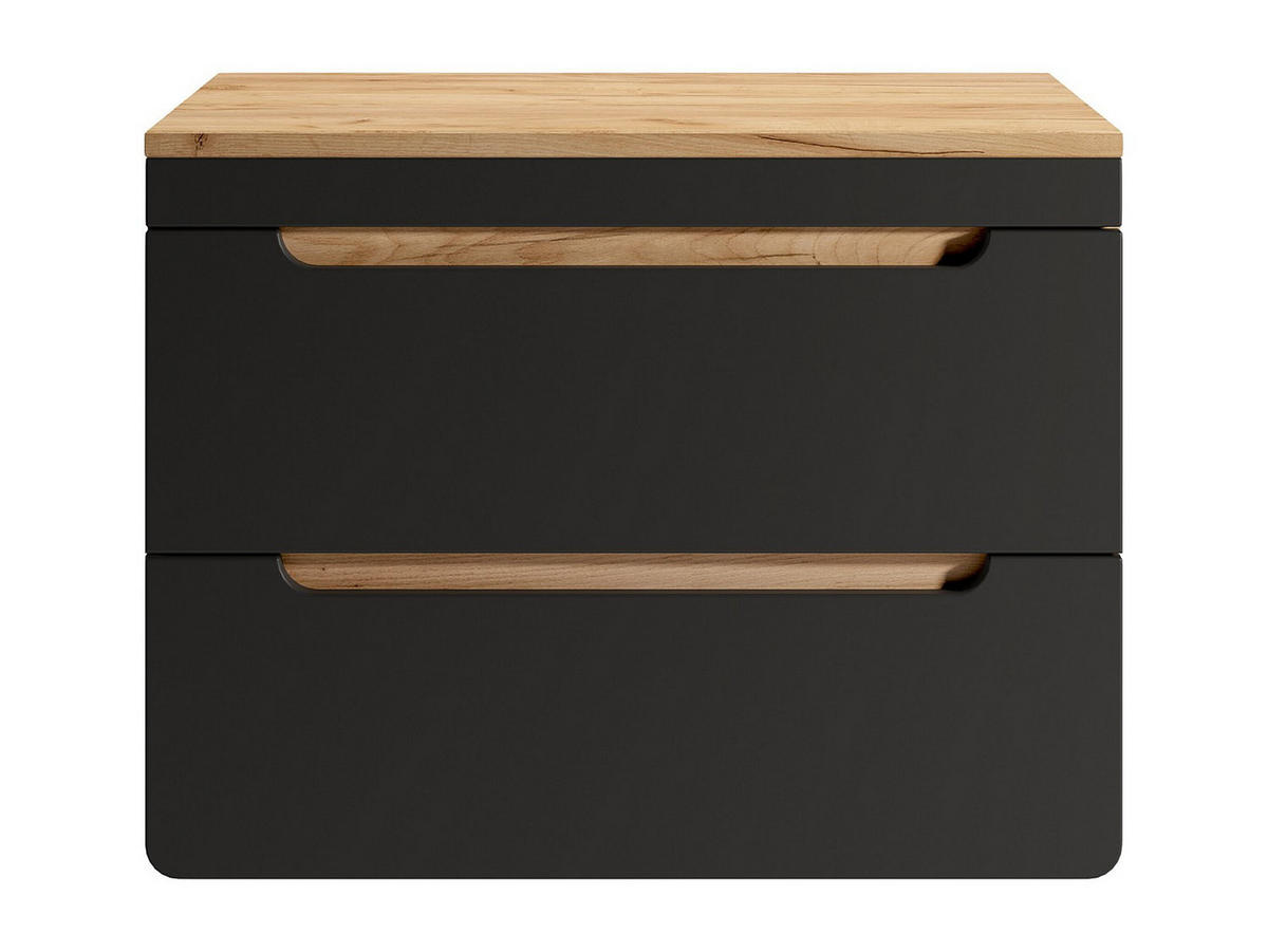 WASCHBECKENUNTERSCHRANK hängend mit Platte - 80 cm - Holzfarben hell & Anthrazit - ARUBA - Anthrazit, Holz (80/59/46cm) - Vente-Unique