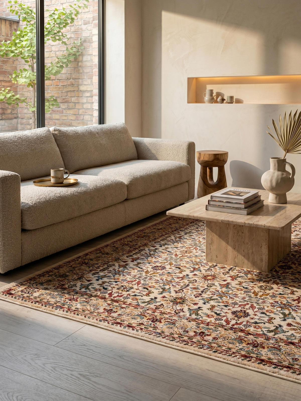 KURZFLORTEPPICH GLAZERT, orientalisch, Natur, 120 x 170 cm - Naturfarben, Textil (170/120cm) - KADIMA DESIGN