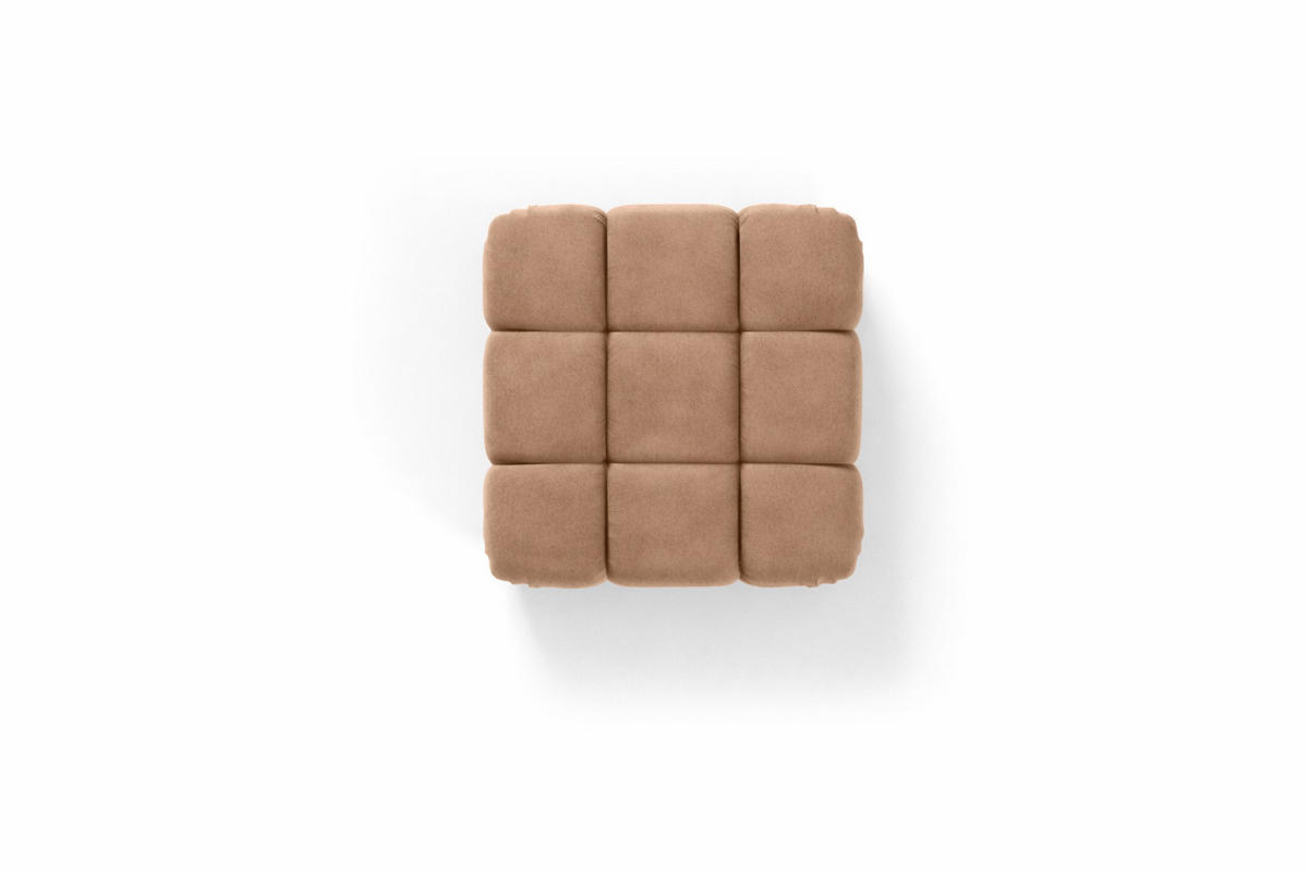 HOCKER Modularer, Veloursstoff Salvador, Dunkelbeige, Selia - Beige, Holz (95/40/95cm) - Kaiser Möbel