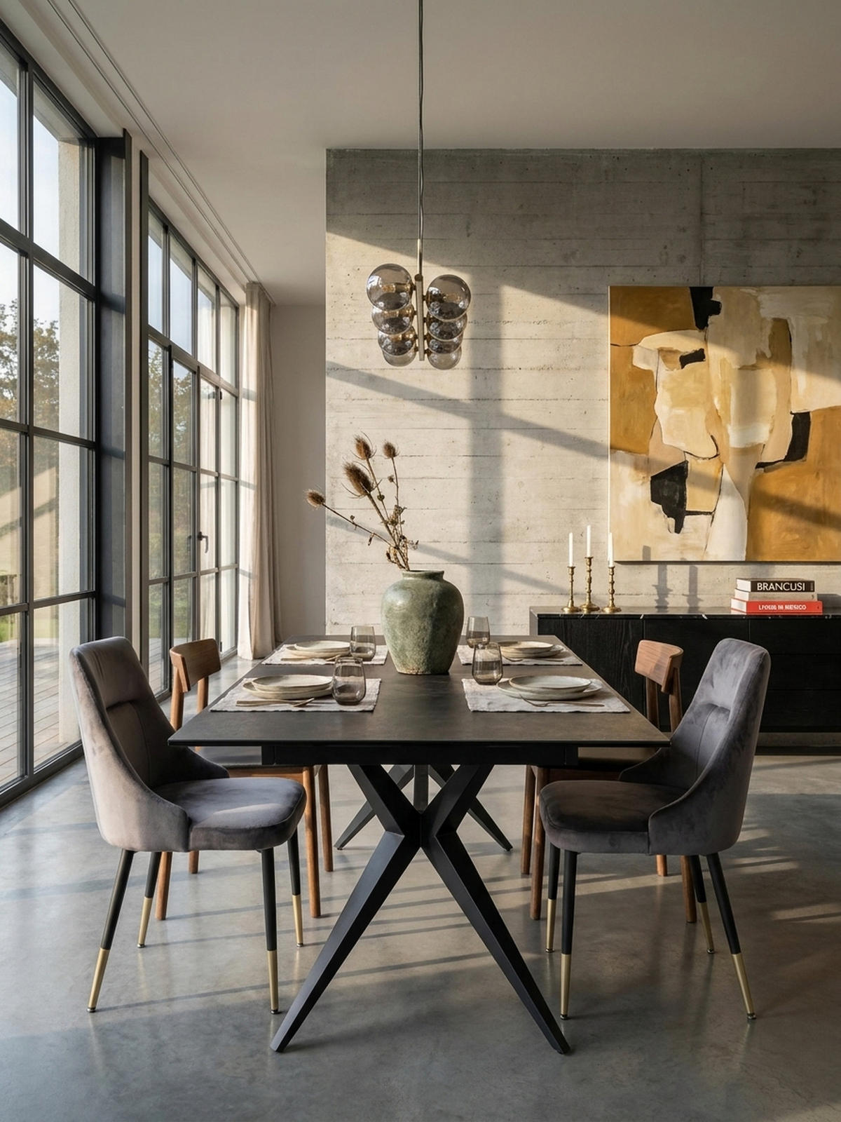 ESSTISCH Ausziehbar Keramik Glas Marmoroptik Groß, Schwarz 180x95x76 cm - Schwarz, Keramik/Metall (95/180/76cm) - KADIMA DESIGN