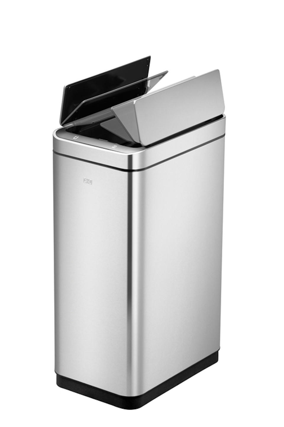 MÜLLEIMER Stilvoller Sensor Aus Gebürstetem Edelstahl 30 Liter 62 x 25,2 x 37,7 cm Silber - Silberfarben, Metall (25.2/62/37.7cm) - PROREGAL