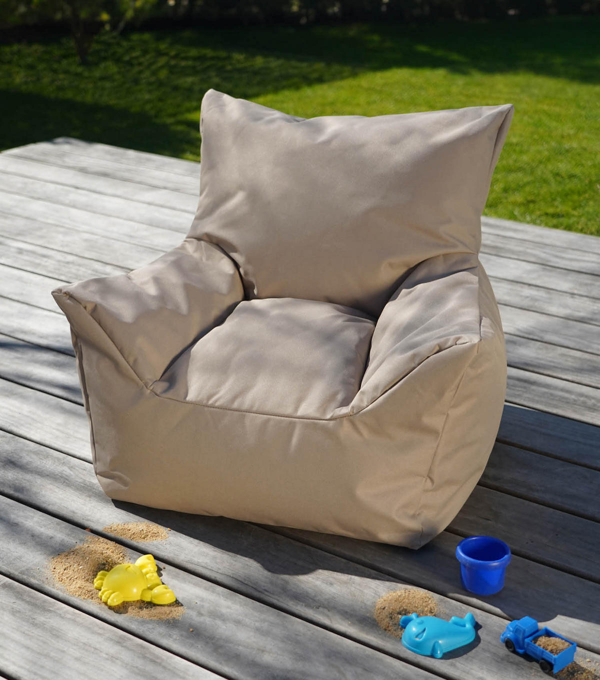 OOUTDOOR-KINDER-SITZSACK Der Gartenzwerg - Beige, Textil (52/57/53cm) - Mokebo