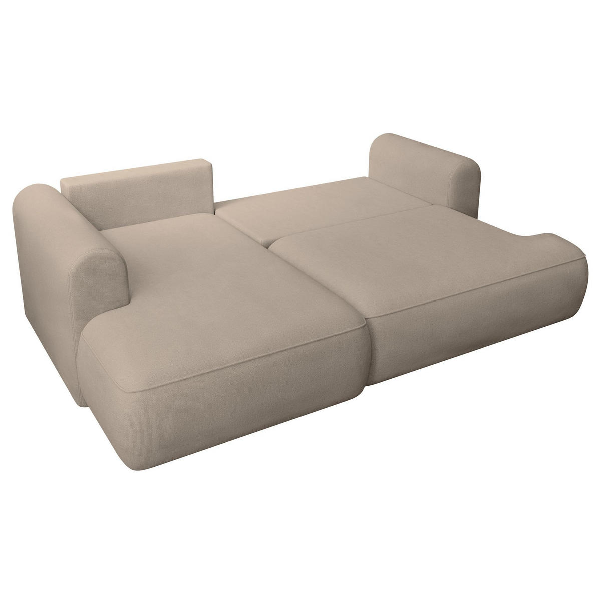 ECKSCHLAFSOFA Ovo Mini Greige Easy-Clean-Chenille-Bezug - Taupe/Schwarz, Kunststoff/Textil (238/156cm) - Selsey