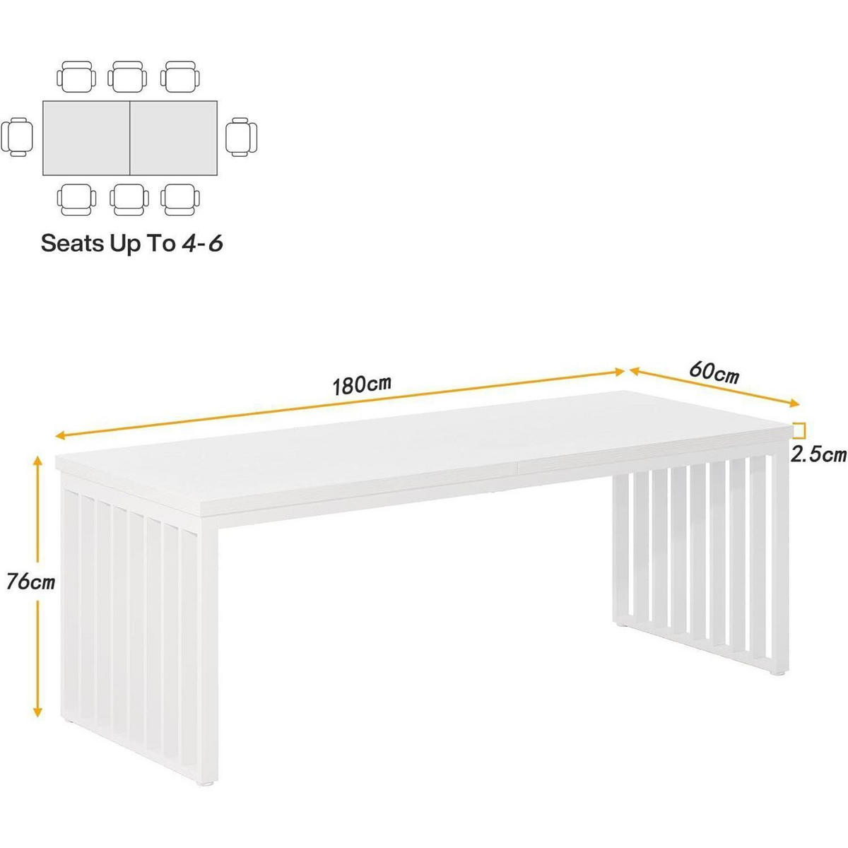 SCHREIBTISCH 180 cm Weiß Braun - Weiß, Holzwerkstoff (60/180/76cm)