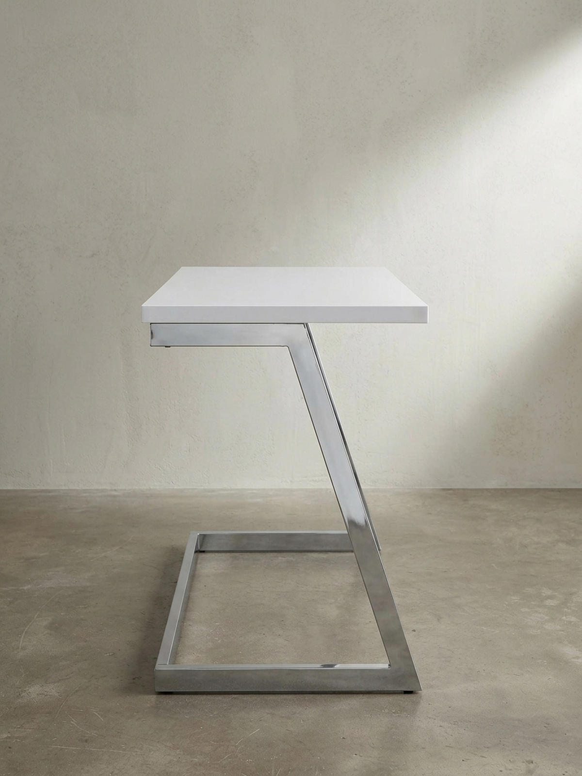 SCHREIBTISCH Hochglanz Metallgestell SARNOT, Silber 120x55x76 cm - Silberfarben, Holz/Metall (55/120/76cm) - KADIMA DESIGN