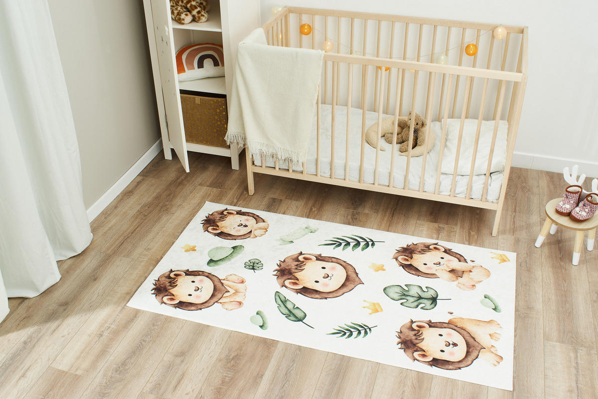 KINDERTEPPICH mit beigem Löwenmotiv Happy 80x150 cm - Beige, Textil (80/150cm) - Nazar Rugs
