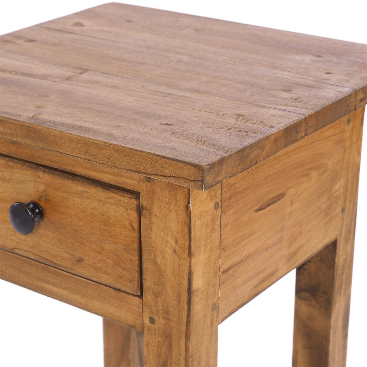 TELEFONTISCH DRAWER 65 Mahagoni Recyclingholz, mit Schublade 08 honigfarben gewachst - Honig, Holz (31/31/65cm) - DESIGN DELIGHTS