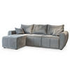 ECKSOFA MADISON Hellgrau Plüsch-Stoff mit Schlaffunktion - Hellgrau, Holz (246/143cm) - MASSENO