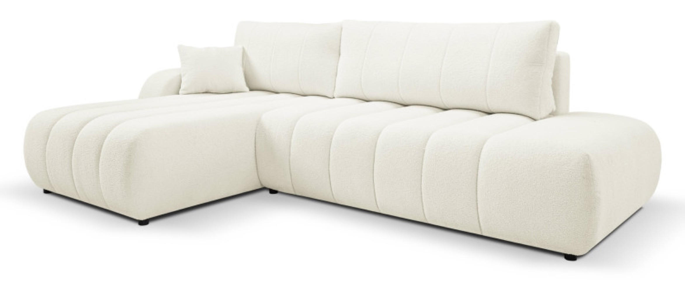 ECKSOFA Bouclé-Creme ALOO Mit Schlaffunktion Links - Ecru/Creme, Textil (276/176cm) - Sepro Meble