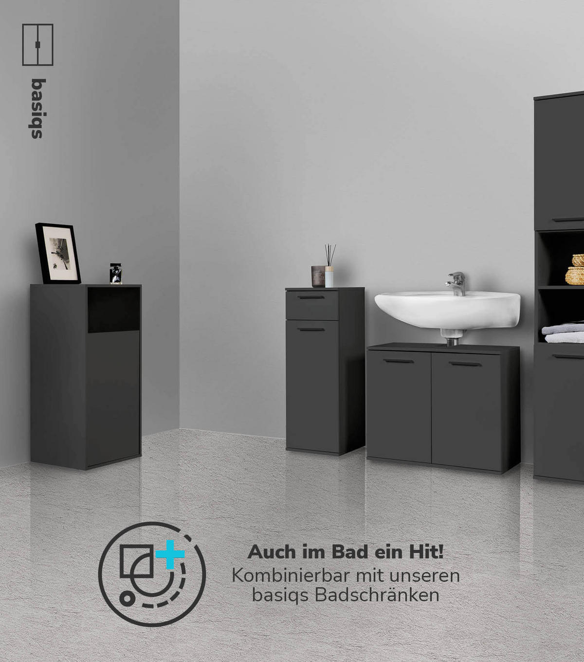 WÄSCHESCHRANK Der Wäschehüter - Schwarz, Holzwerkstoff (41/95/40cm) - Mokebo