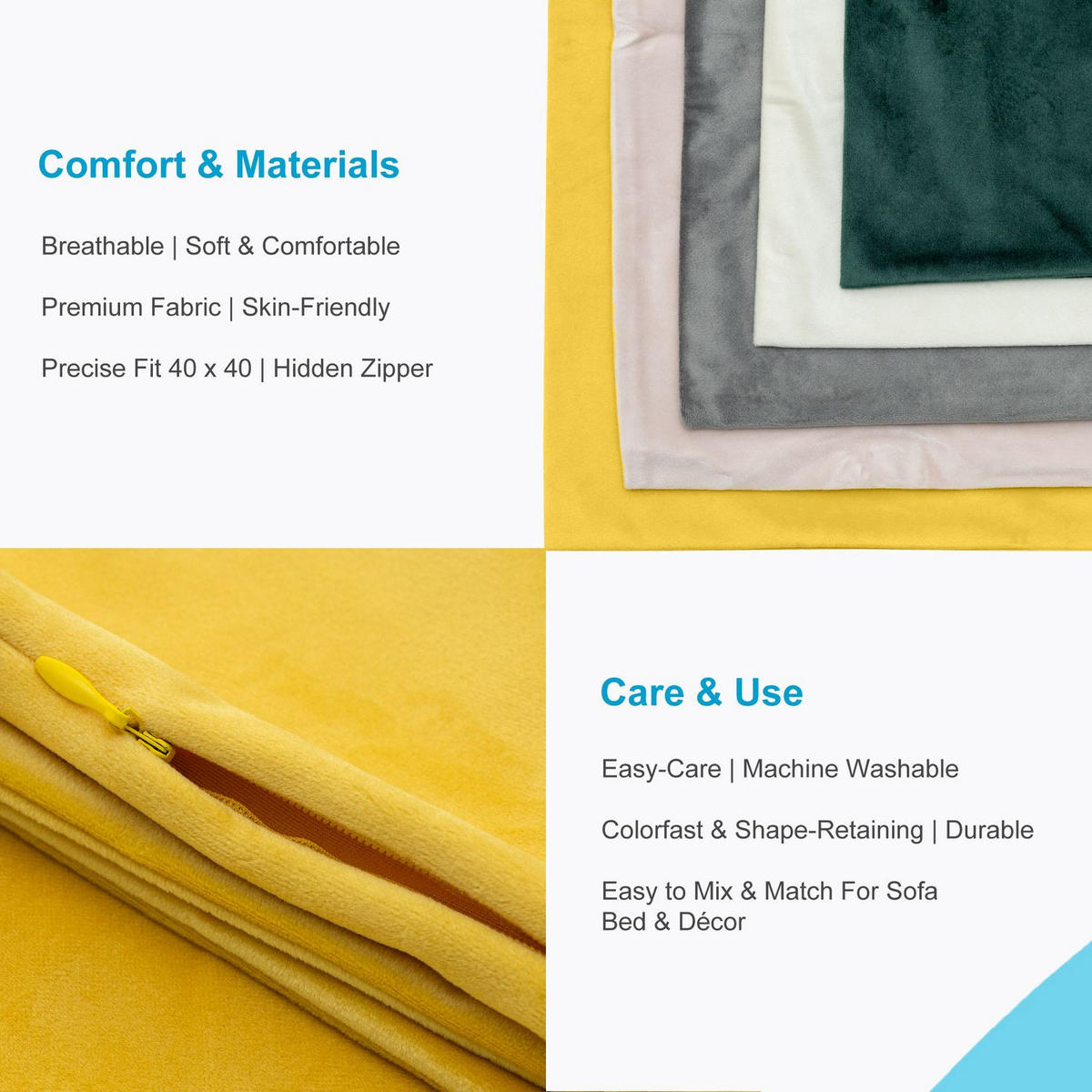 KISSENHÜLLEN-SET (2-tlg.) 40/40 cm (Gelb) - Gelb, Textil (40/40cm) - Intirilife