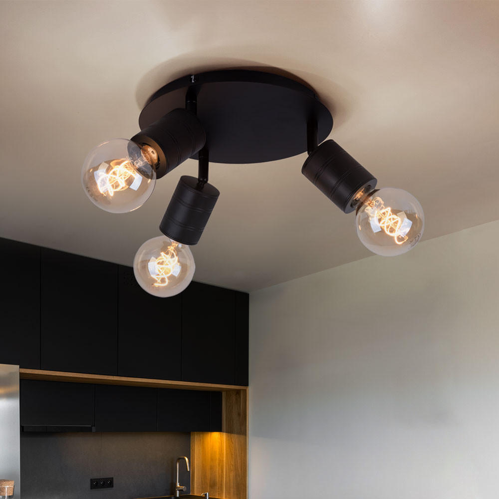 DECKENLEUCHTE Metall Schwarz 3-Flammig - Schwarz, Metall (28/28/16cm) - Globo Lighting