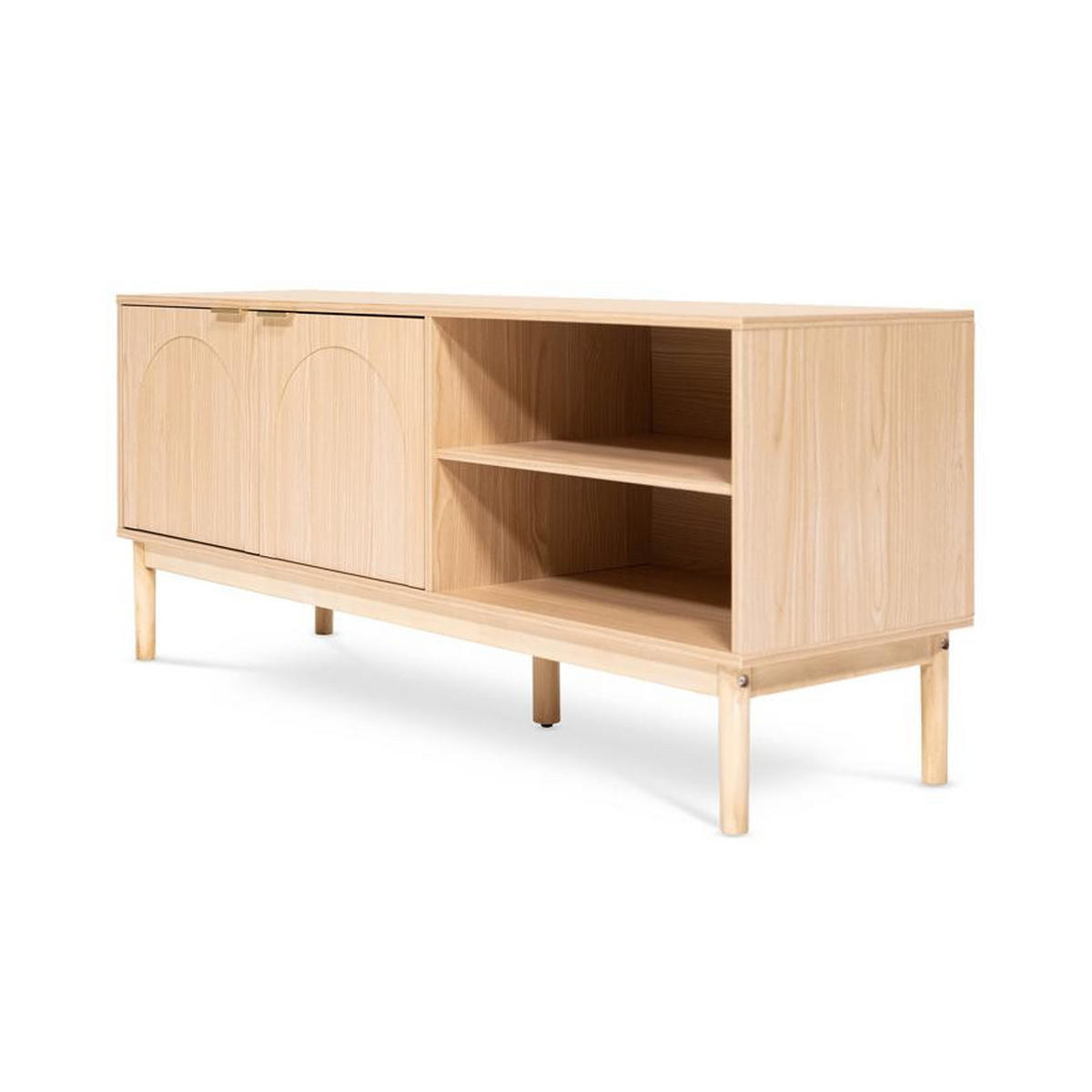 TV-LOWBOARD NOLAN Eichenholzfarbe stil Skandinavischer - Beige/Goldfarben, Holz/Metall (40/60/140cm) - Sicaan