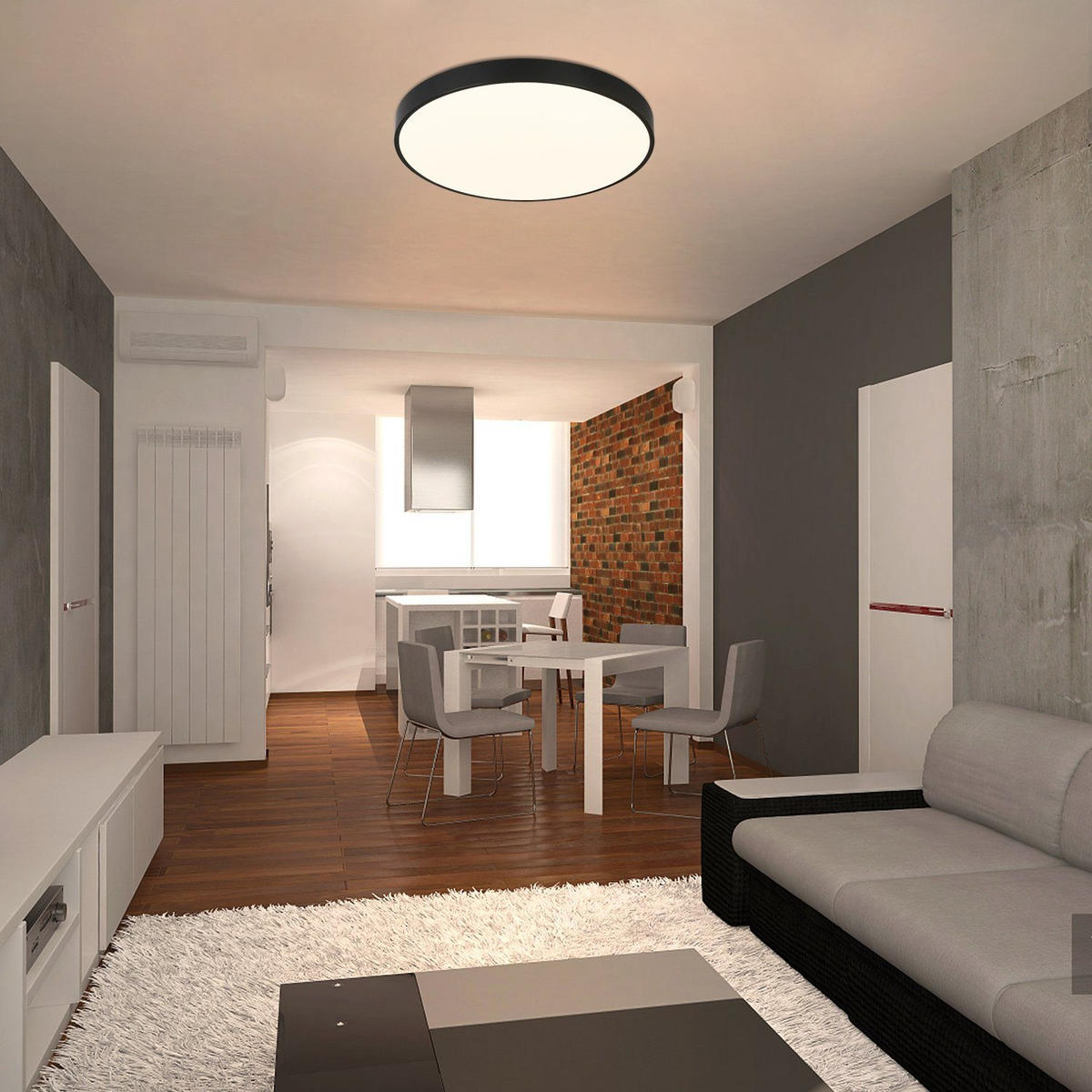 LED-DECKENLEUCHTE Albertyne 28/28/3 cm - Schwarz, Kunststoff (28/28/3cm) - Nettlife