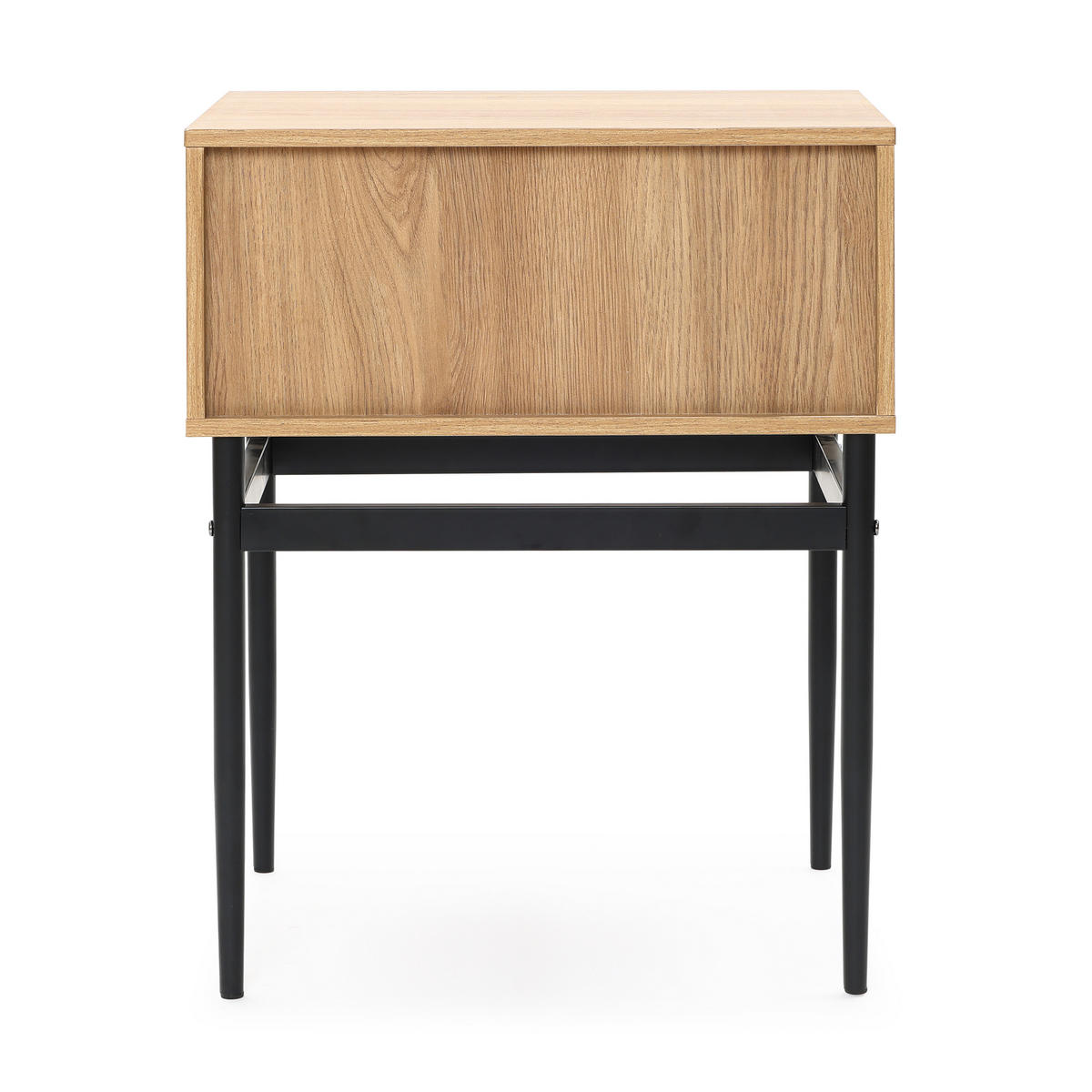 NACHTTISCH Holz mit Schublade, Metallbeinen, Holzoptik | B47.5 x T39 x H58 cm - Braun, Holzwerkstoff (47.5/58/39cm) - Hometopia