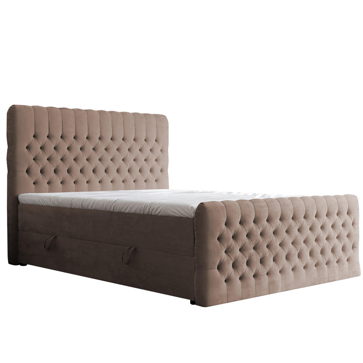 BOXBETT ALBA PLUS 120/200 cm mit Matratze und Topper, Hellbraun - Hellbraun, Textil (120/200cm) - Idohome