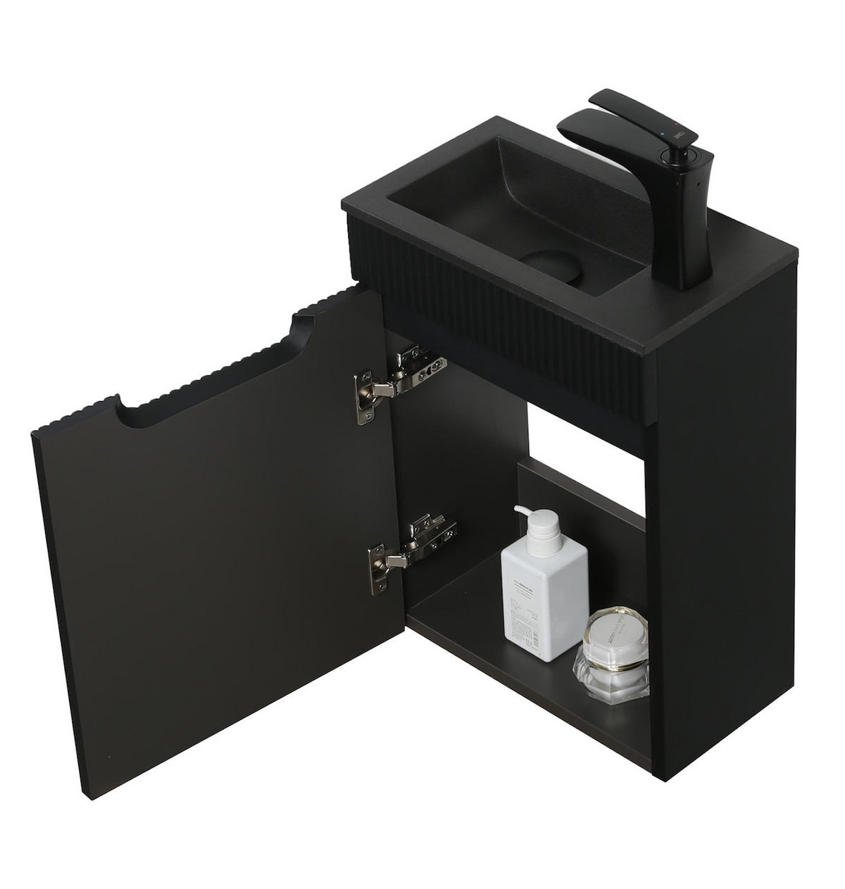 GÄSTE-WC-MÖBELSET Thermis 2 Teile Schwarz Matt - Schwarzes Waschbecken - 40 x 22 x 53 cm - Schwarz, Holz (40/53/22cm) - Badplaats