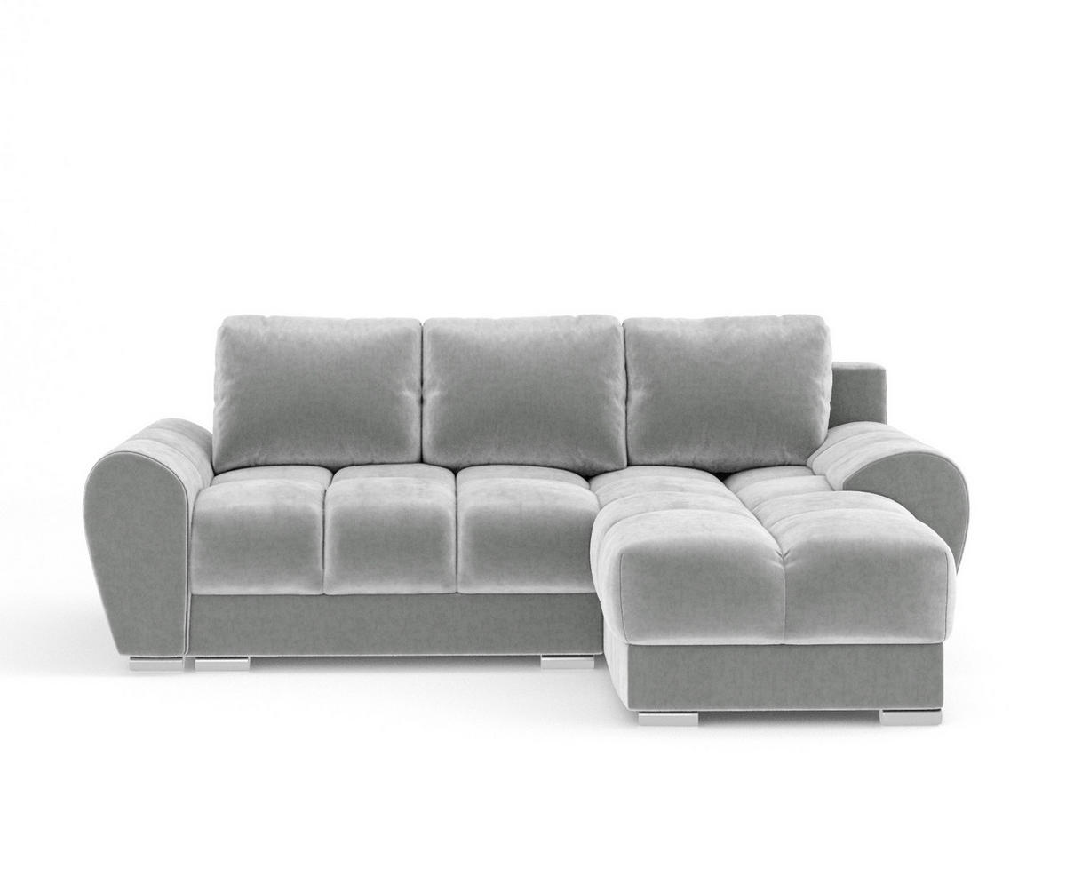 ECKSOFA MIT SCHLAFFUNKTION Peebles Creme Samtstoff - Chromfarben/Creme, Holz/Holzwerkstoff (256/175cm) - Maison de Reve