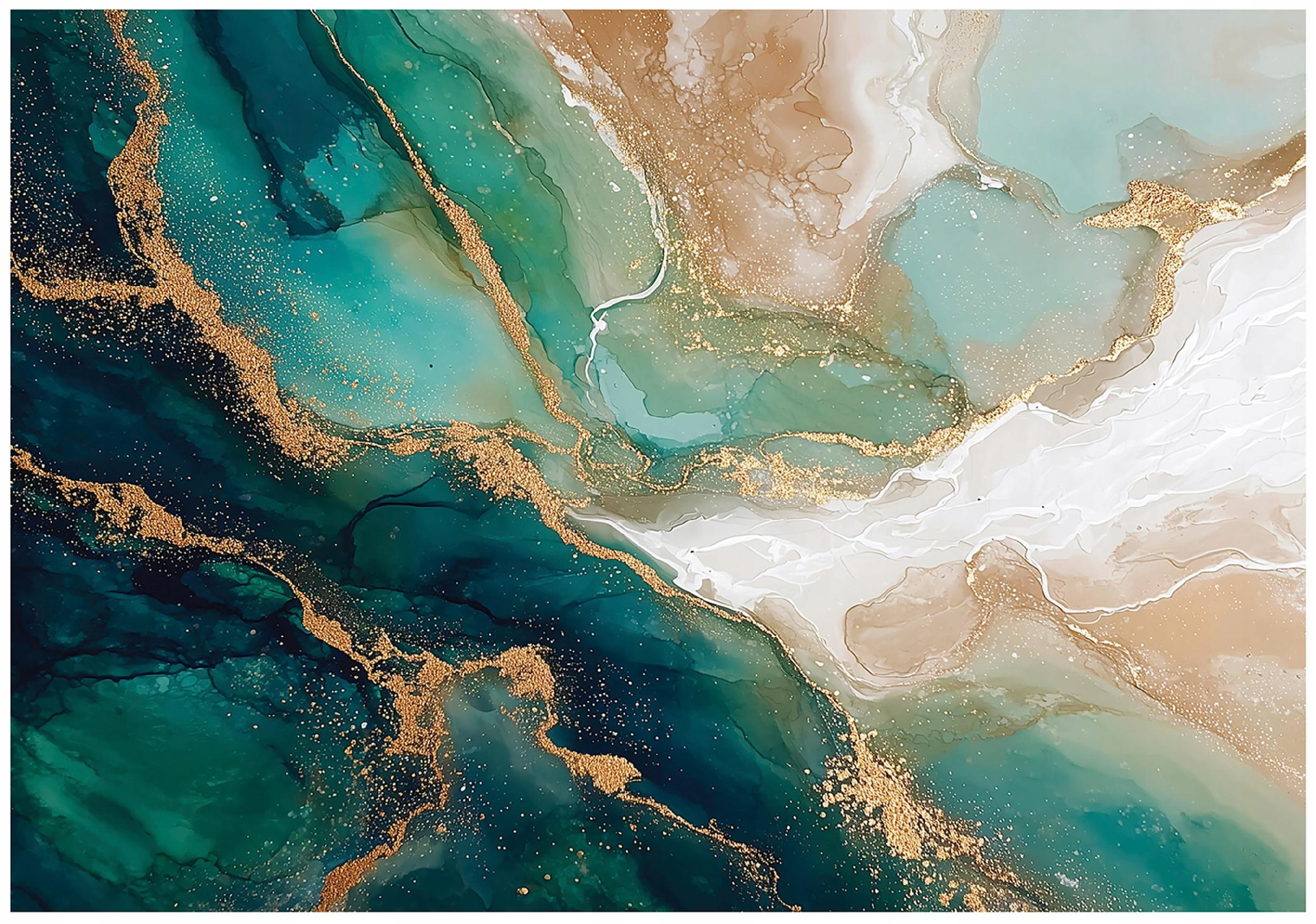 FOTOTAPETE Marmor Glamour Grün 150x105 cm - Multicolor, Papier (150/105cm) - Wallarena