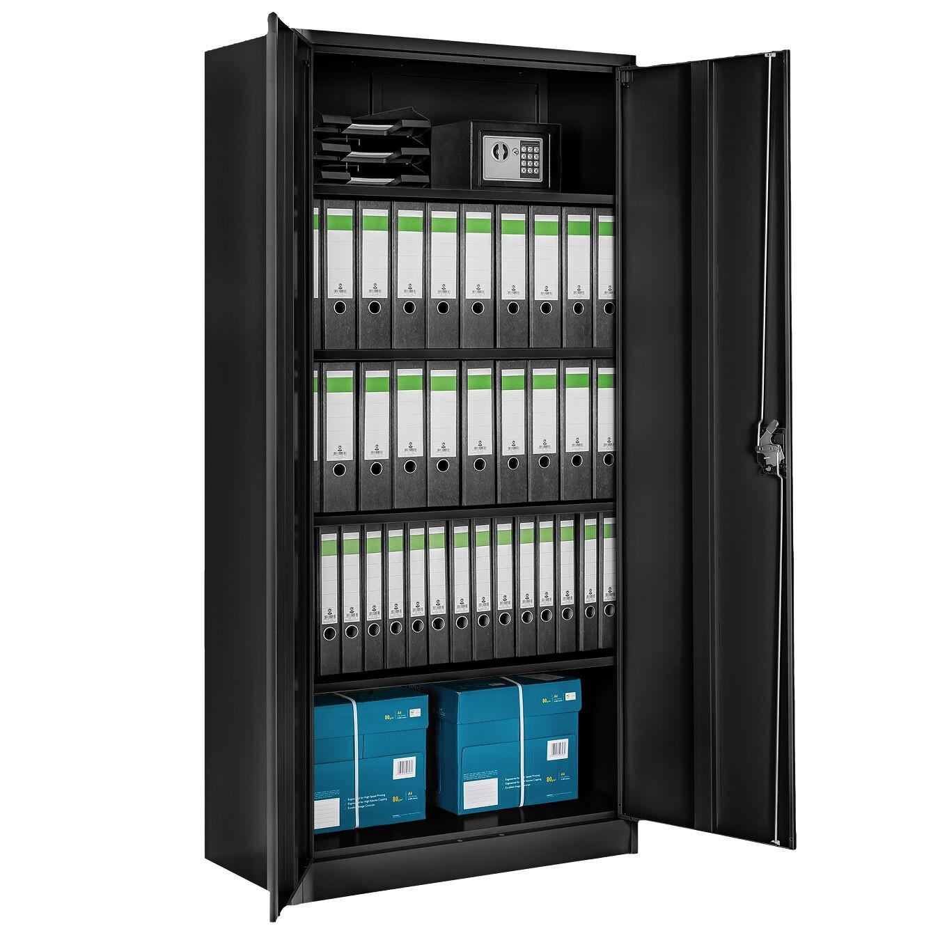 AKTENSCHRANK ,180 x 90 x 40 cm,schwarz - Schwarz, Metall (40/180/90cm) - tectake