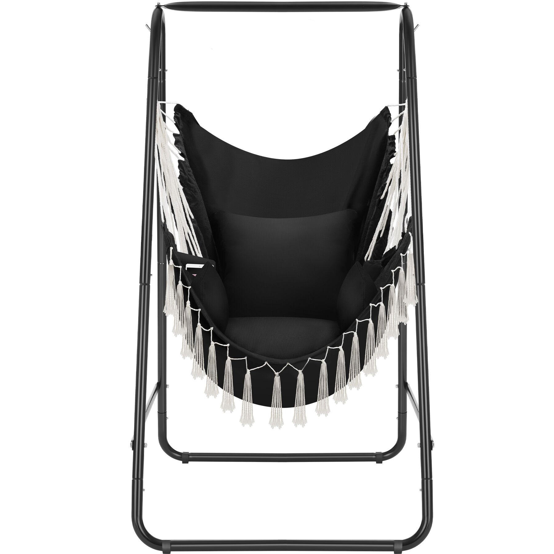 HÄNGESESSEL Alison,85 x 100 x 154,5 cm,schwarz - Schwarz, Naturmaterialien/Textil (85/154.5/100cm) - tectake
