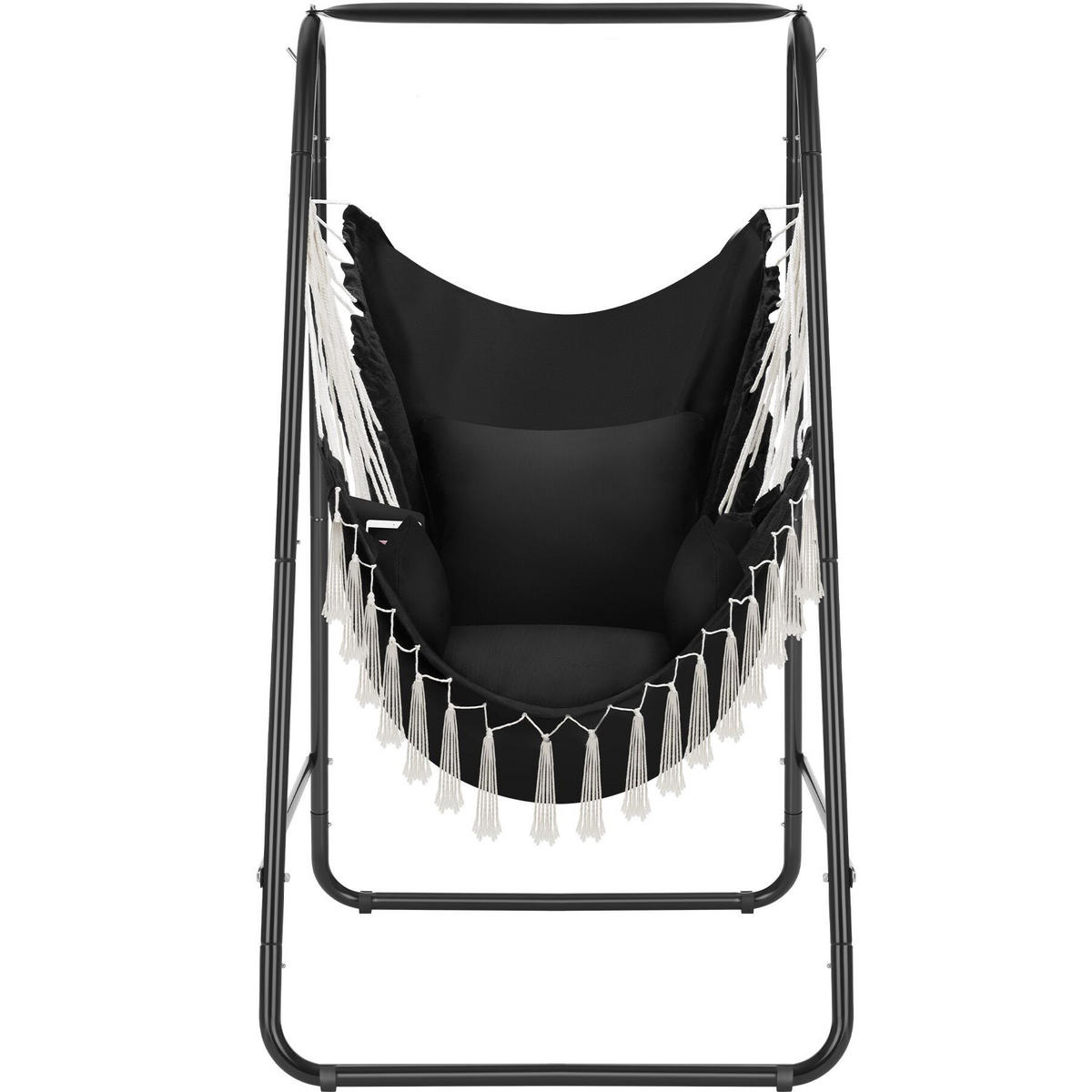 HÄNGESESSEL Alison,85 x 100 x 154,5 cm,schwarz - Schwarz, Naturmaterialien/Textil (85/154.5/100cm) - tectake