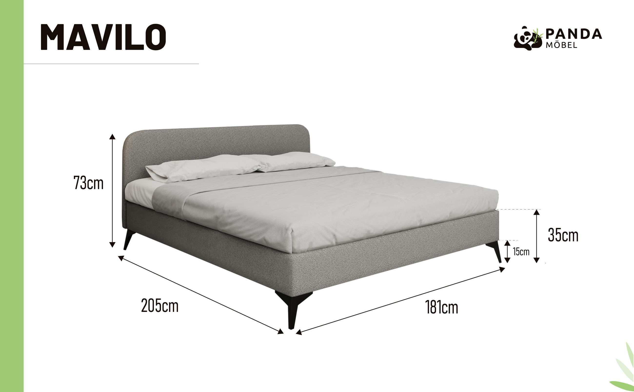 Thumbnail - Panda Möbel Polsterbett, Grau, Holz, Mode, 160x200 cm, Oeko-Tex® Standard 100, Schlafzimmer, Betten, Polsterbetten