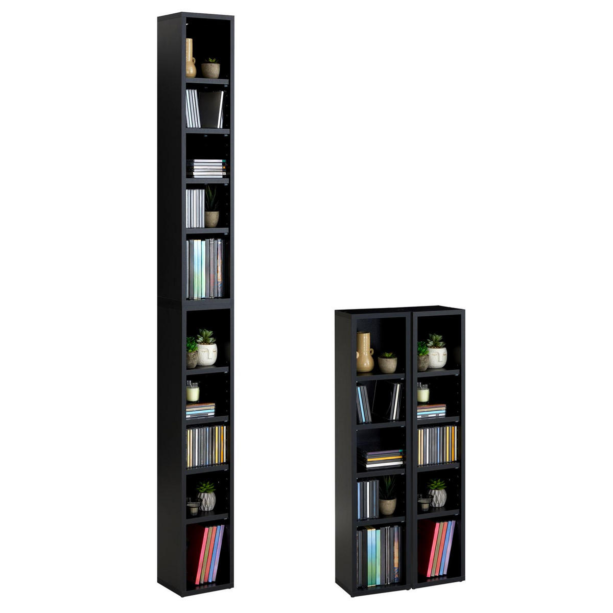 CD/DVD- REGAL CHART - Schwarz, Holzwerkstoff (20/186/17cm) - CARO-Möbel