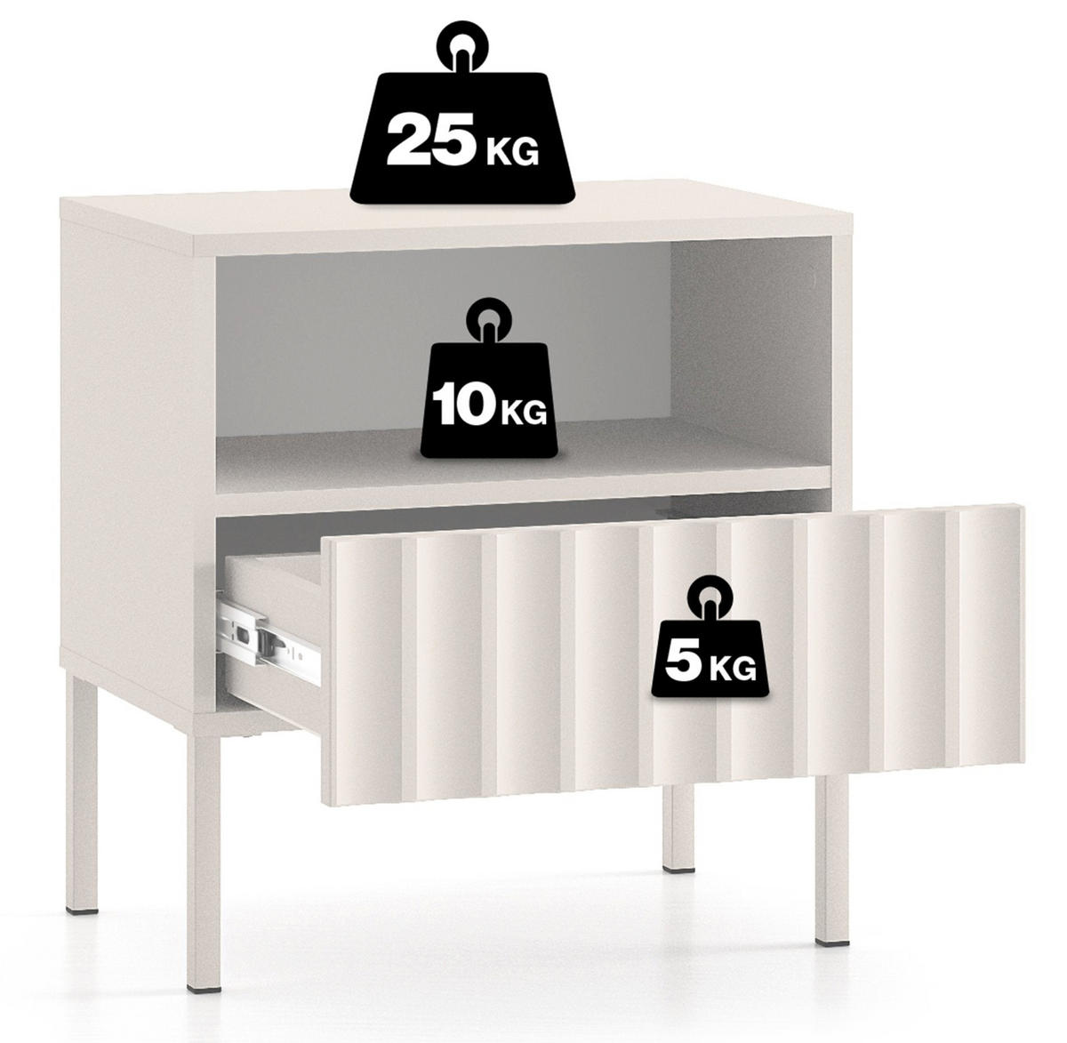 NACHTTISCH Derriva Hellbeige 50 cm - Ecru/Beige, Holzwerkstoff/Metall (50/53/35.2cm) - Selsey