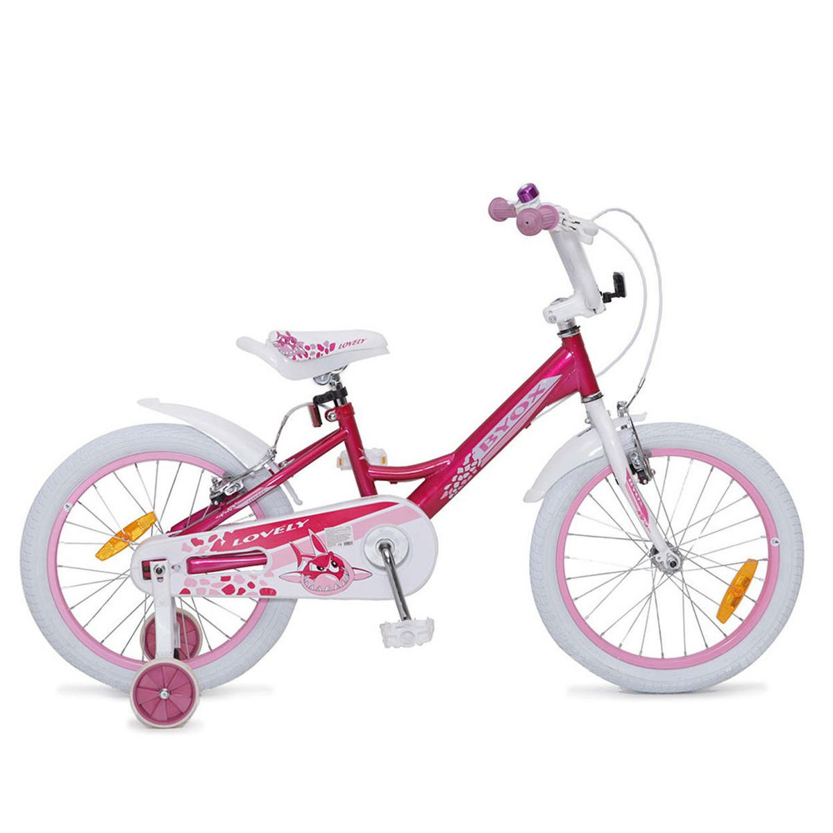KINDERFAHRRAD 18 Zoll Lovely Stützräder, Klingel, Reflektoren, ab 5 Jahre - Weiß, Metall (85cm)