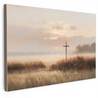SLIKA NA PLATNU Križ 60x40 cm - bež, tekstil (60/40cm) - MuchoWow