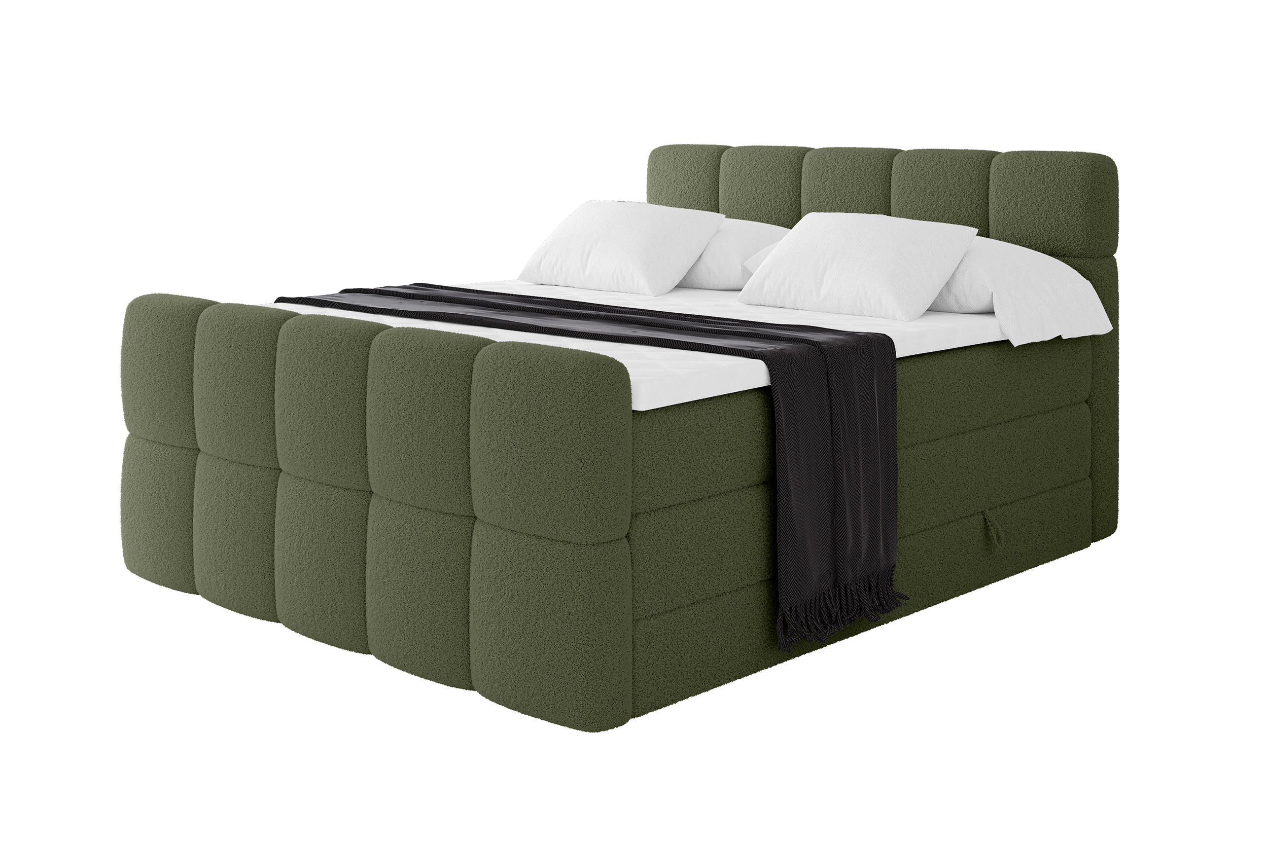 BOXBETT mit Matratze H3/H4 - FAMA-Z KING - 140x200 cm Grün Quelle - Grün, Holzwerkstoff (140/200cm) - ALTDECOR