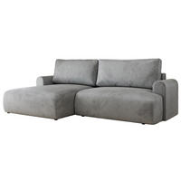 ECKSCHLAFSOFA TONO L Hellgrau Velvet - links - Hellgrau/Schwarz, Kunststoff/Textil (260/150cm) - MKS