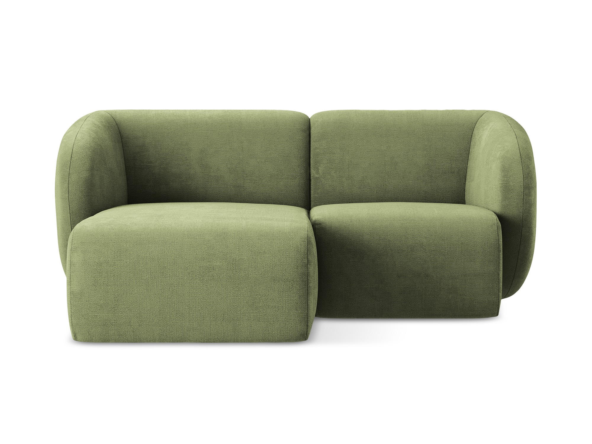 ECKSOFA Links Chenille Stoff Grün - Schwarz/Grün, Holzwerkstoff/Kunststoff (178/166cm) - Makamii