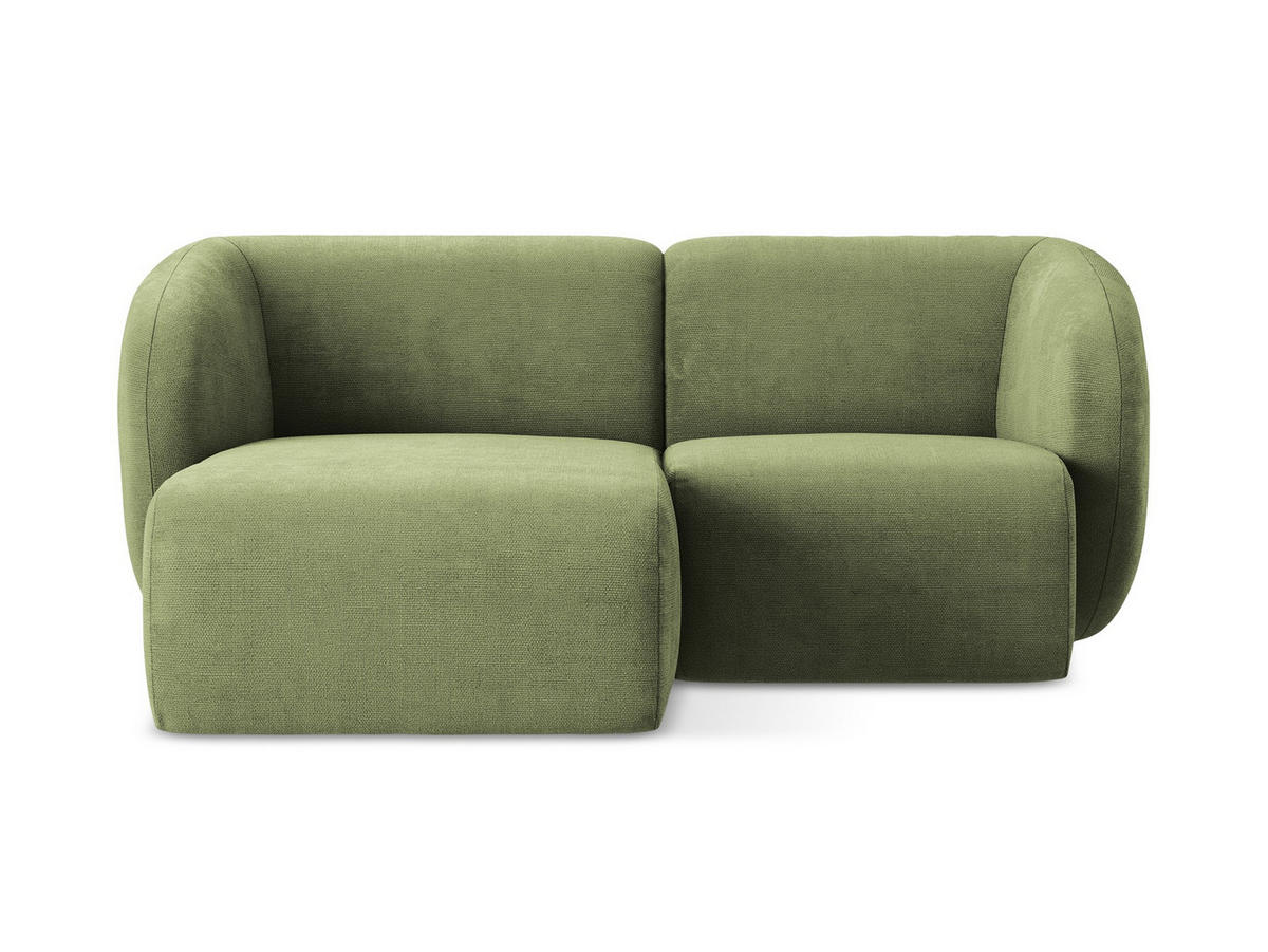 ECKSOFA Links Chenille Stoff Grün - Schwarz/Grün, Holzwerkstoff/Kunststoff (178/166cm) - Makamii