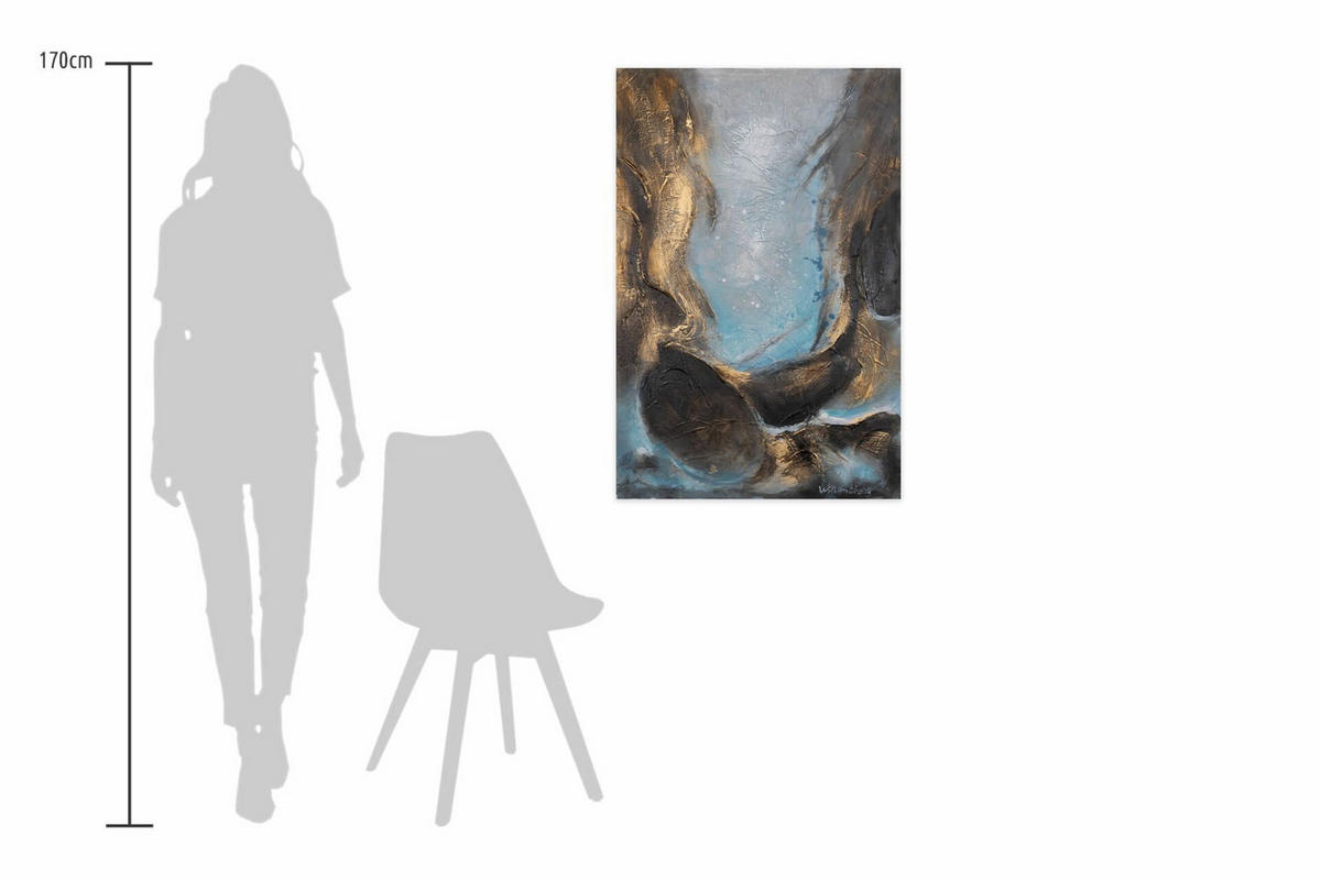 ACRYLBILD HANDGEMALT 60/90 cm - Blau, Holz/Textil (60/90cm) - KUNSTLOFT