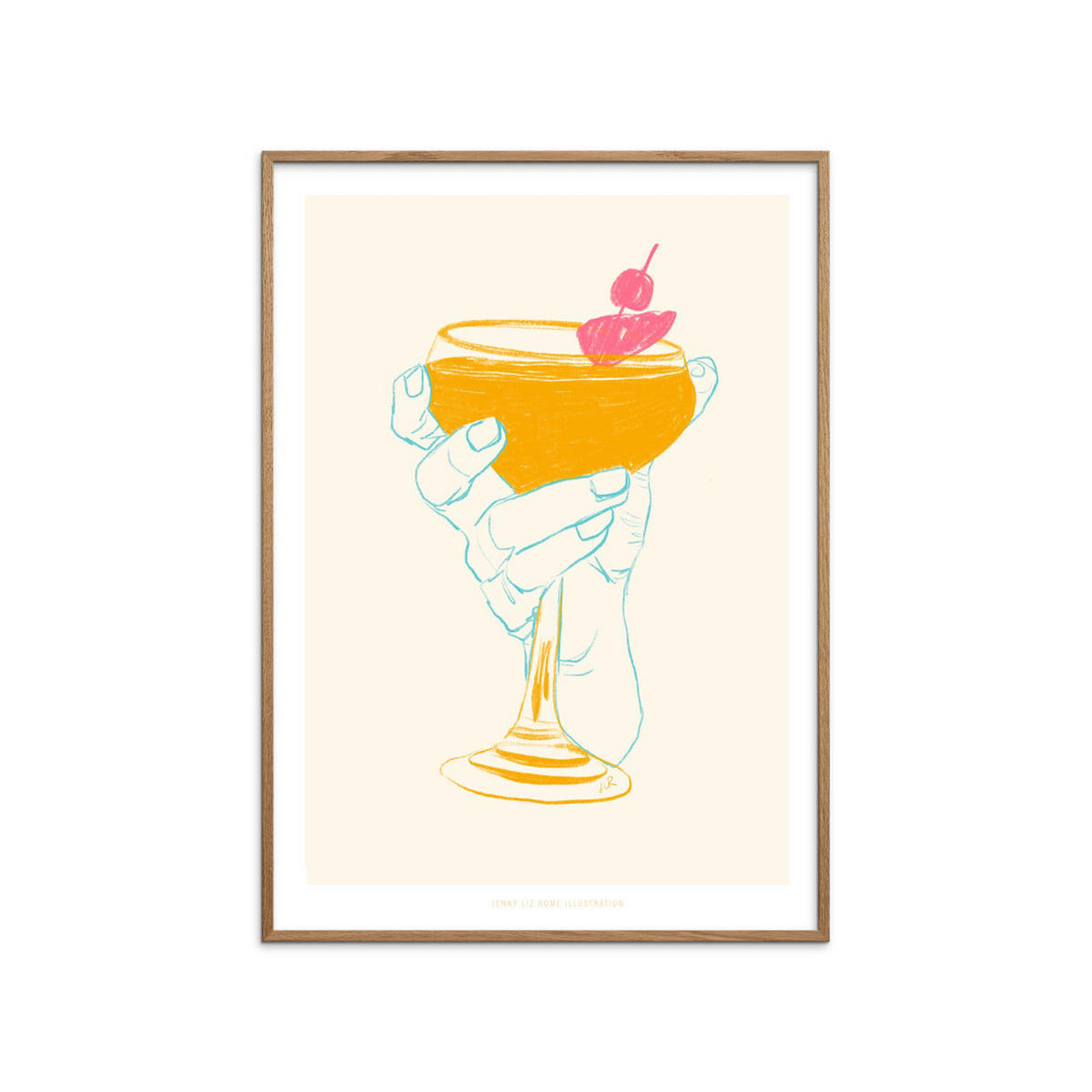 POSTER mit Rahmen Jenny Liz Rome - Cocktail 1 - Eichefarben/Orange, Holz/Papier (30/40cm) - Poster&Frame