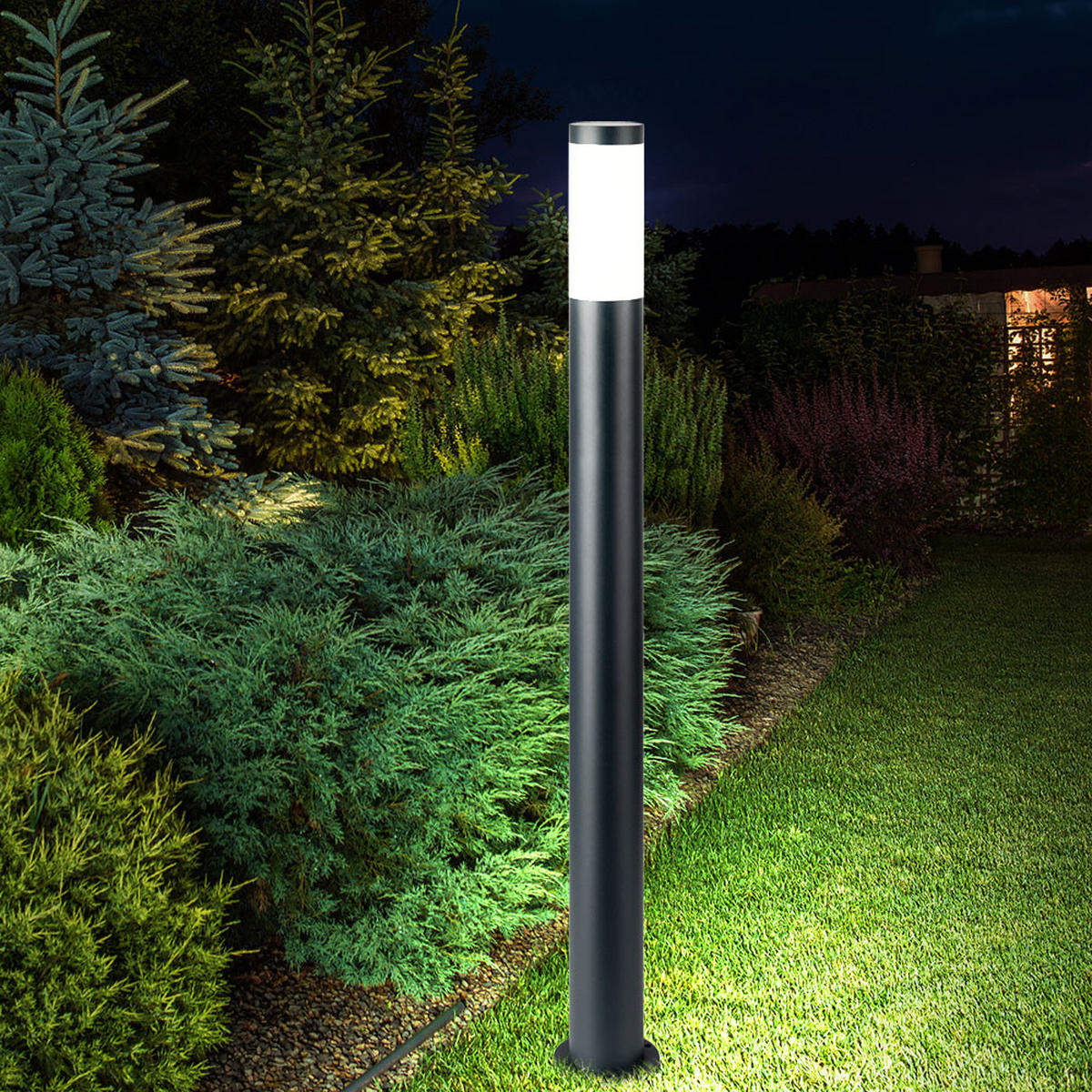 LED WEGELEUCHTE Edelstahl Anthrazit - Anthrazit, Kunststoff (12.7/11/110cm) - Globo Lighting