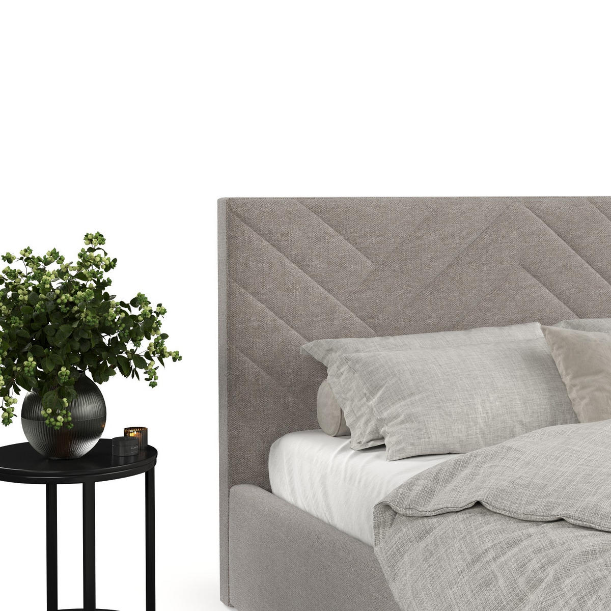 POLSTERBETT Arco 140/200 cm Beige im Asti Stoff - Beige/Schwarz, Holz/Holzwerkstoff (140/200cm) - AltaBeds