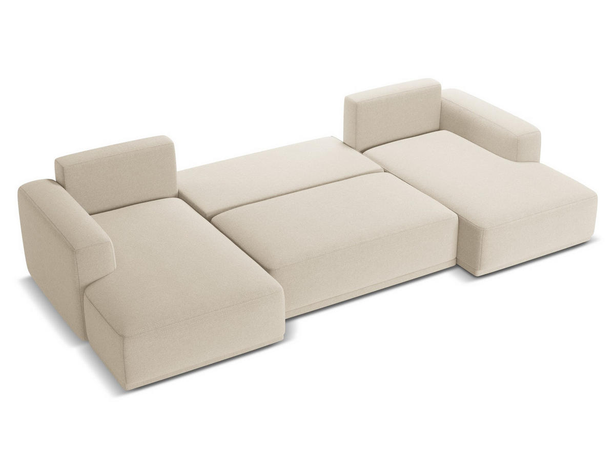 WOHNLANDSCHAFT Chenille Stoff Beige - Beige/Schwarz, Kunststoff/Textil (333/91/160cm) - Makamii