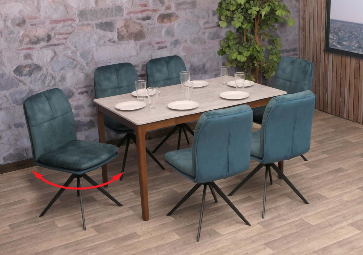 ESSZIMMERSTUHL Blau 6er-Set - Blau, Textil (47/90/56cm) - MCW